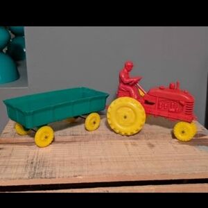 Vintage Barr Rubber Products Co. Ohio Farm Tractor & Trailer Collectible Toy